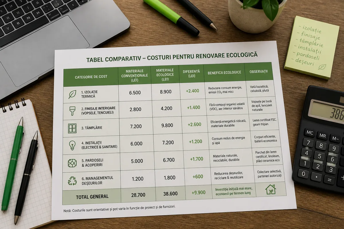 costuri ascunse renovare ecologică tabel comparativ