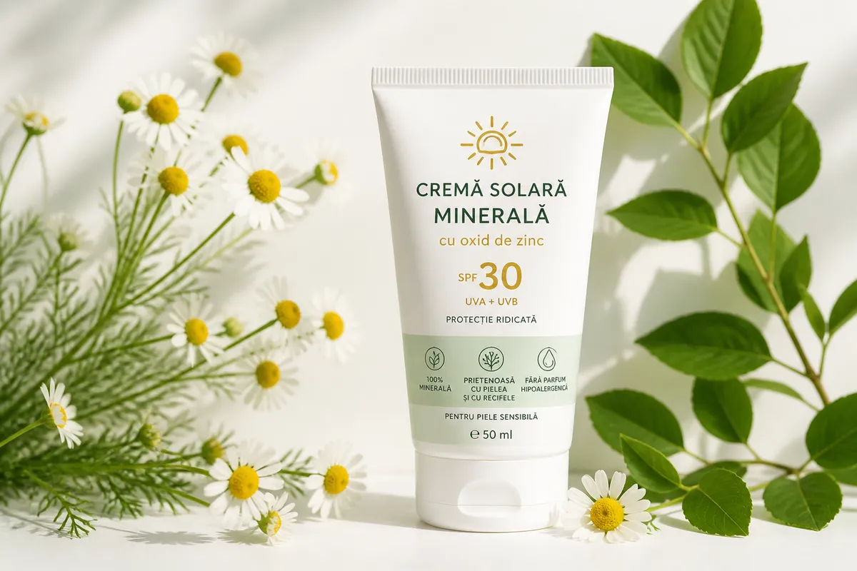 cremă solară minerală naturală cu zinc