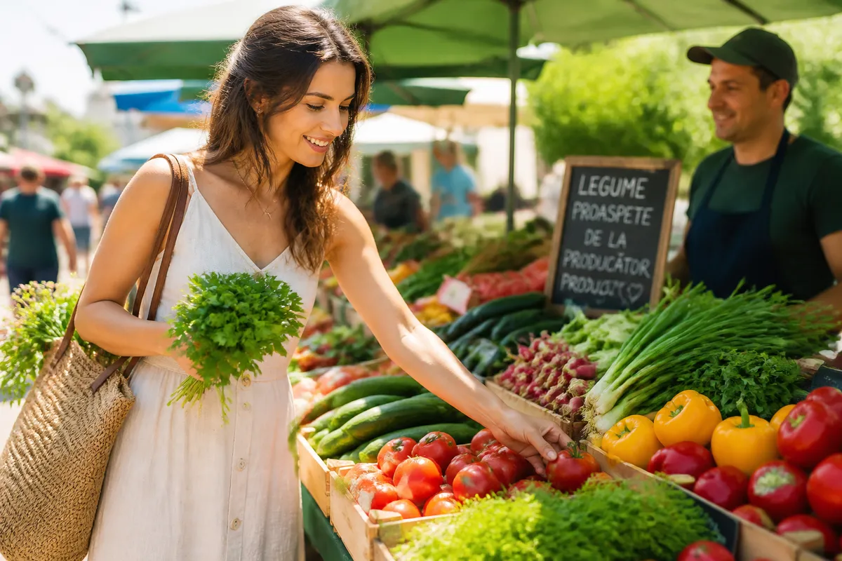 cumpărături sănătoase piață locală vară alimente integrale