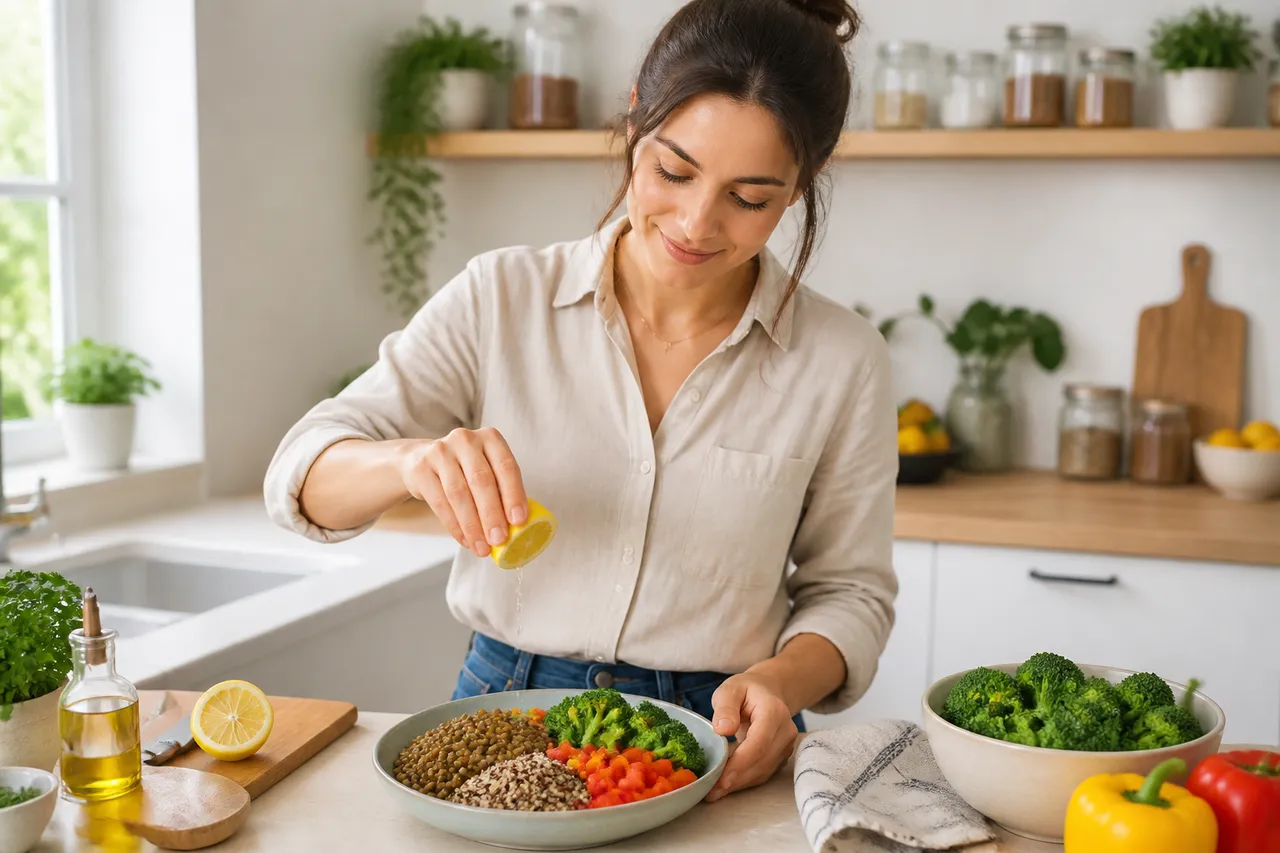 masă echilibrată cu fier din plante și vitamina C