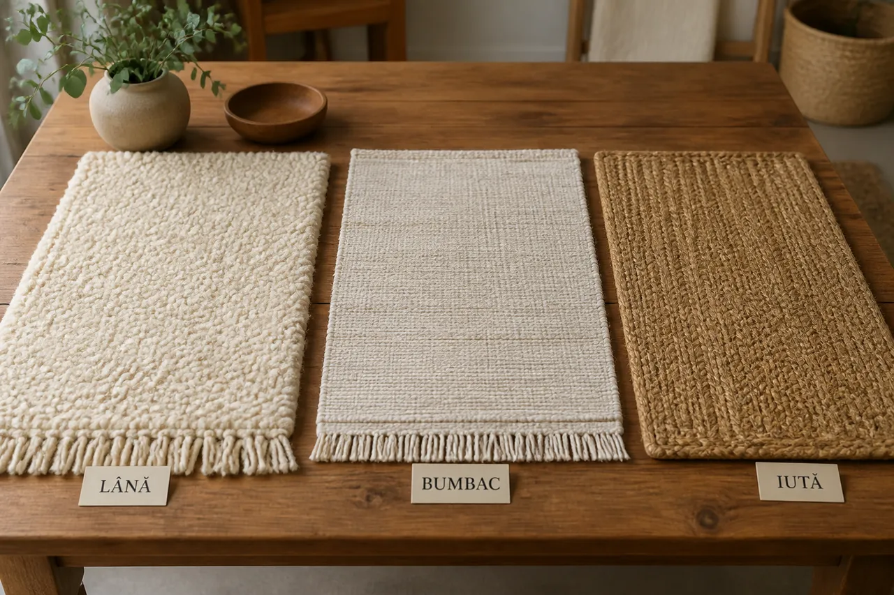 materiale naturale covoare lână bumbac iută