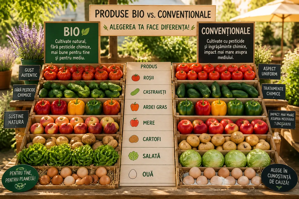 tabel comparativ alimente bio convenționale caracteristici