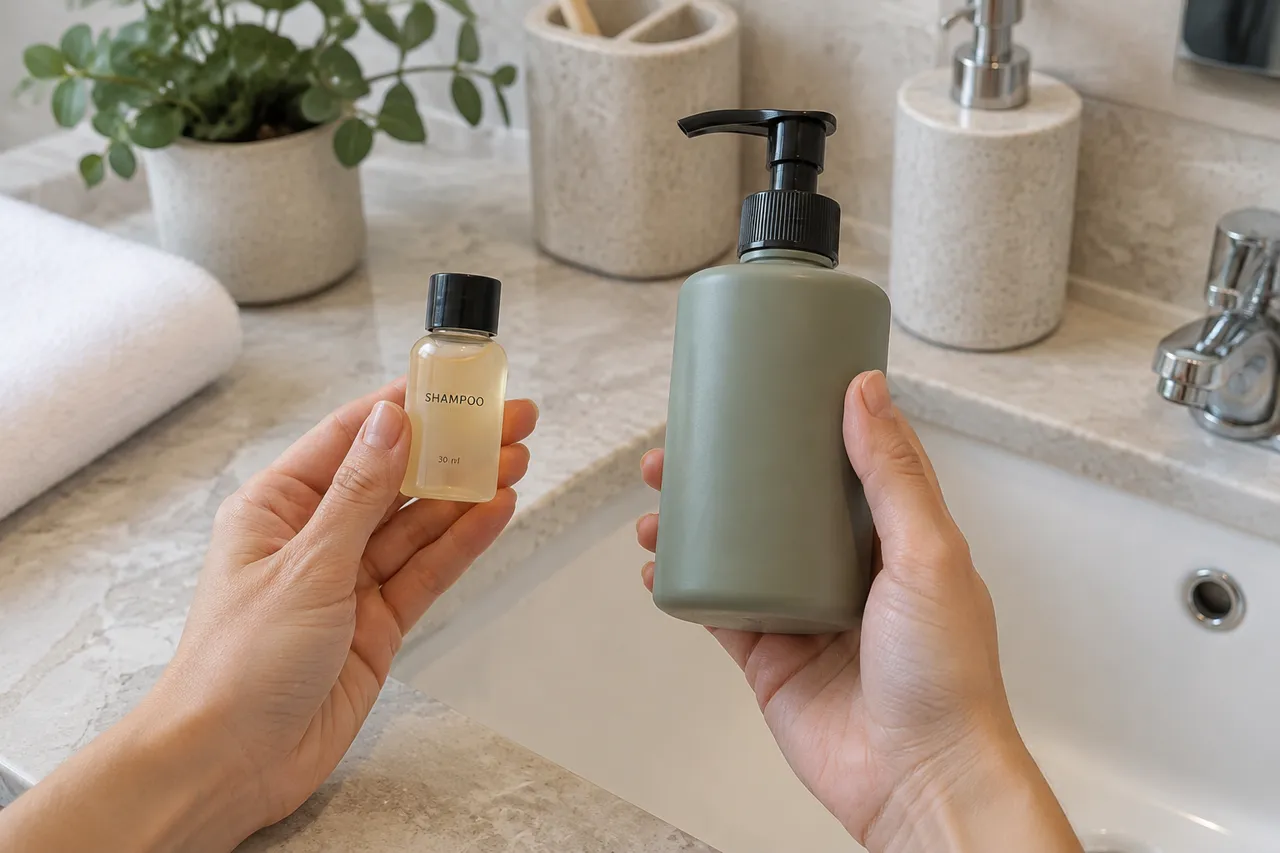 cantități mici de cosmetice hoteliere și utilizare responsabilă