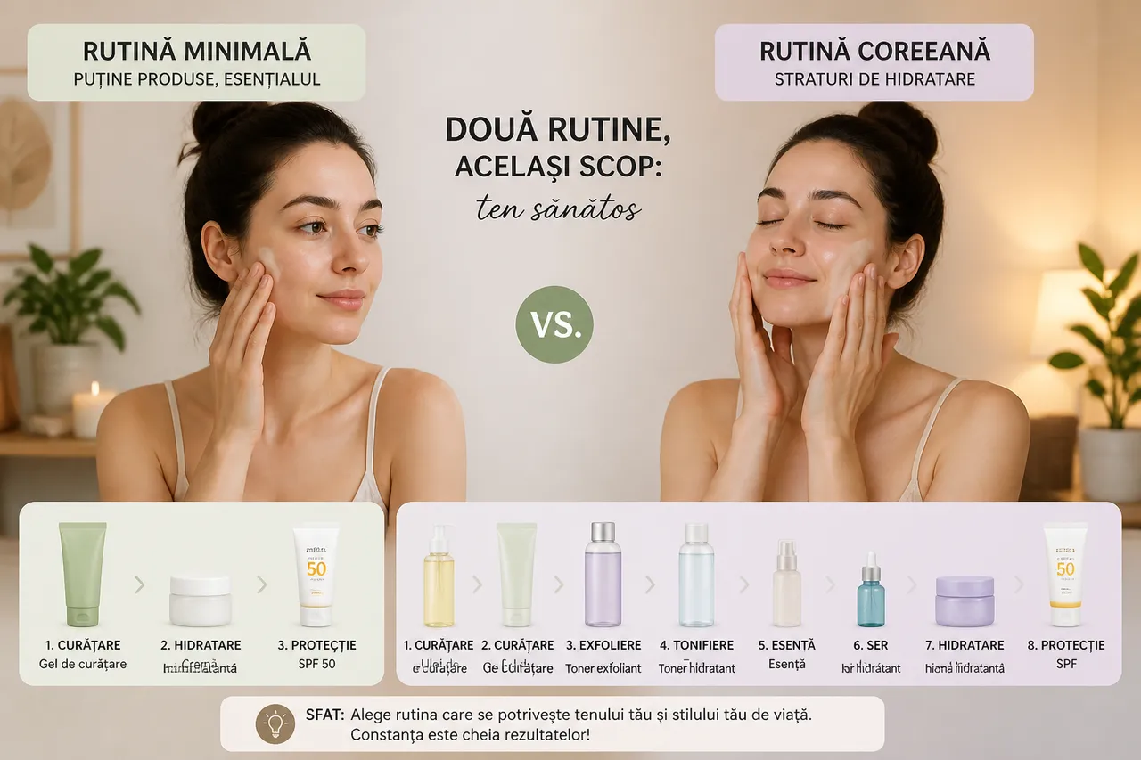 rutină coreeană pentru ten și produse profesionale