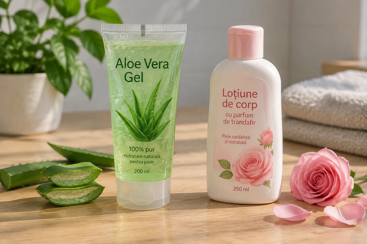comparație gel aloe vera simplu și produs parfumat